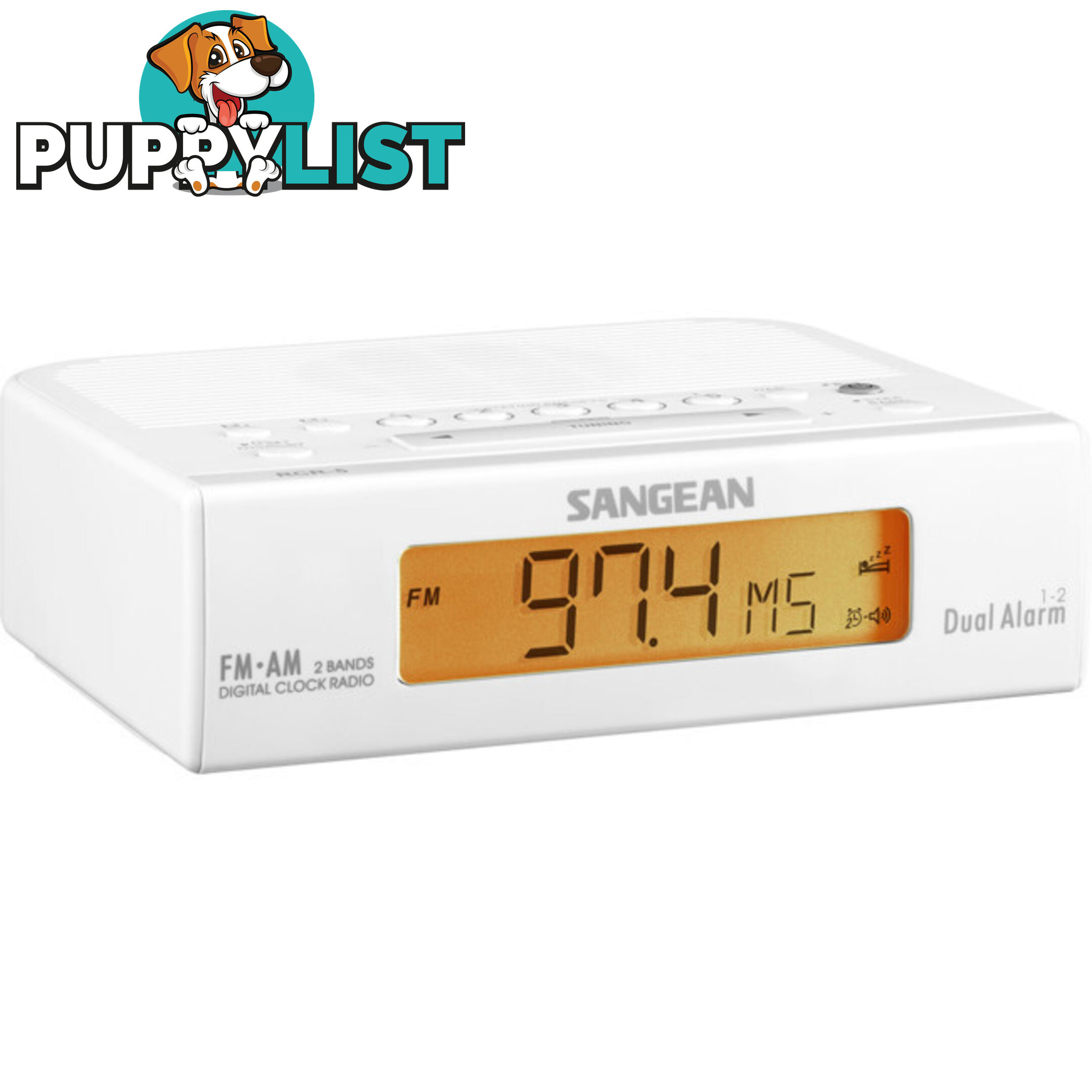 RCR5W BASIC AM / FM BEDSIDE CLOCK RADIO SANGEAN - WHITE