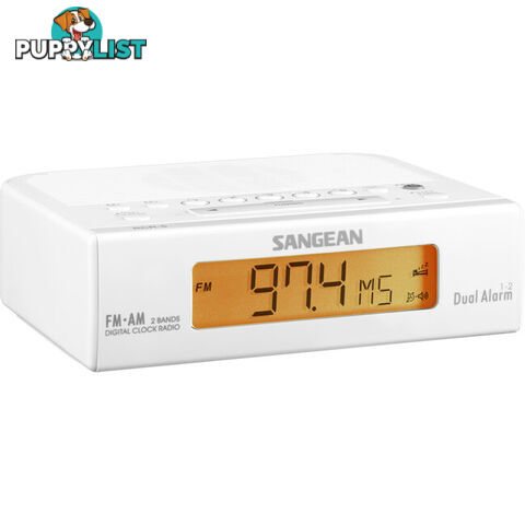 RCR5W BASIC AM / FM BEDSIDE CLOCK RADIO SANGEAN - WHITE