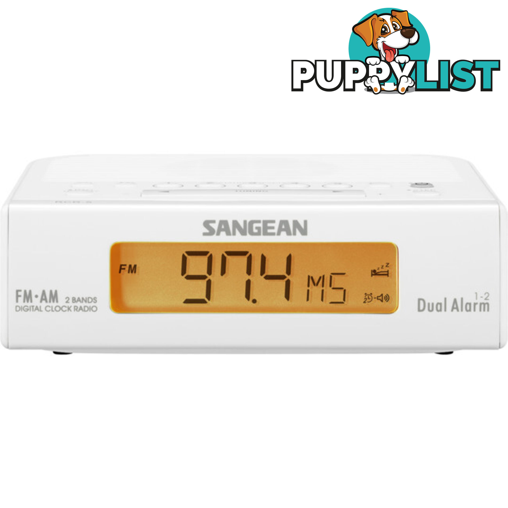 RCR5W BASIC AM / FM BEDSIDE CLOCK RADIO SANGEAN - WHITE