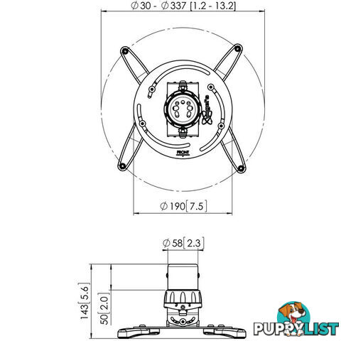 PPC1500S SILVER CEILING PROJECT MOUNT 15KG VOGELS