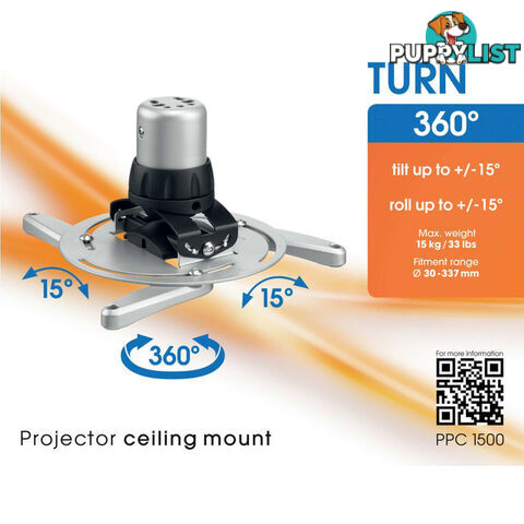 PPC1500S SILVER CEILING PROJECT MOUNT 15KG VOGELS