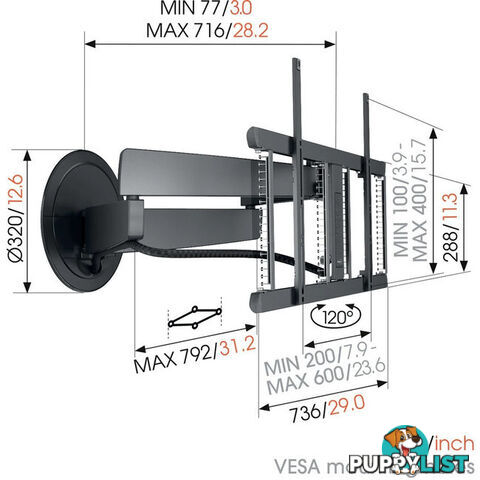 TVM7655 SIGNATURE SERIES 40"-77" 35KG WALL MOUNT ONE FINGER MOVEMENT -3D LEVELLING