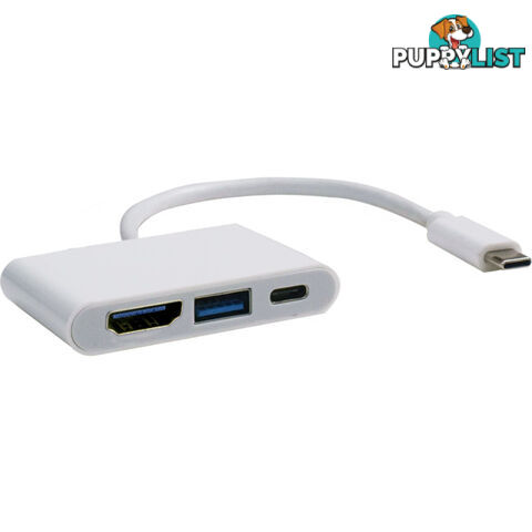 HUB3CHD 3 PORT USB-C HUB 15CM LEAD 1XHDMI 1X USB3 1X USB-C