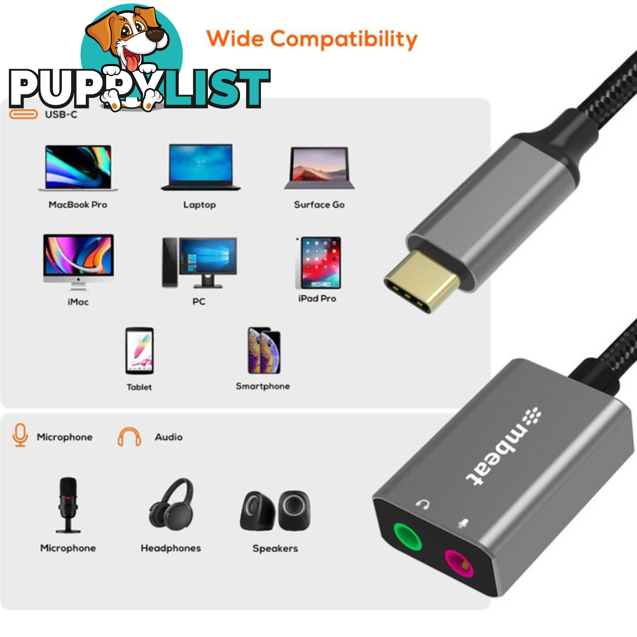 LC7978 USB-C TO AUDIO AND MIC ADAPTER TOUGHLINK