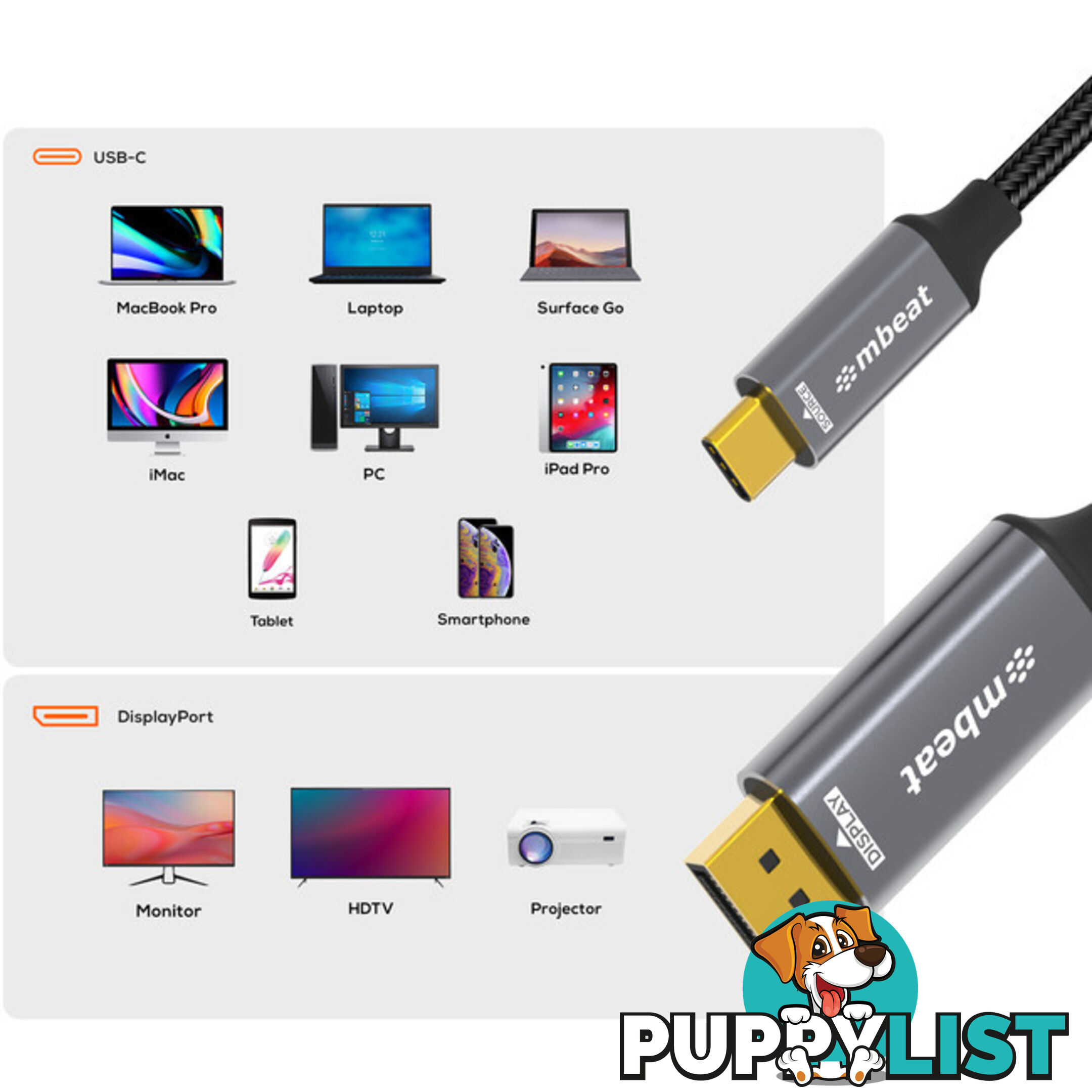 LC8024 1.8M 8K USB-C TO DISPLAYPORT TOUGHLINK