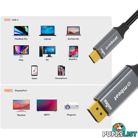 LC8024 1.8M 8K USB-C TO DISPLAYPORT TOUGHLINK