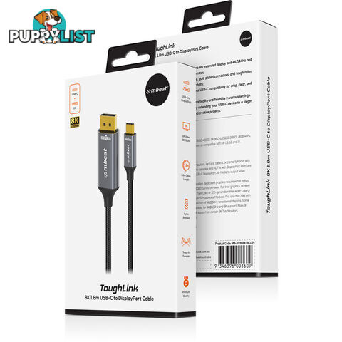 LC8024 1.8M 8K USB-C TO DISPLAYPORT TOUGHLINK