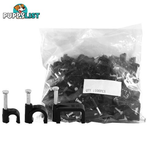 15RCCB 15MM CABLE CLIP SUIT SIAMESE RG6QUAD CABLE BLACK 100PACK