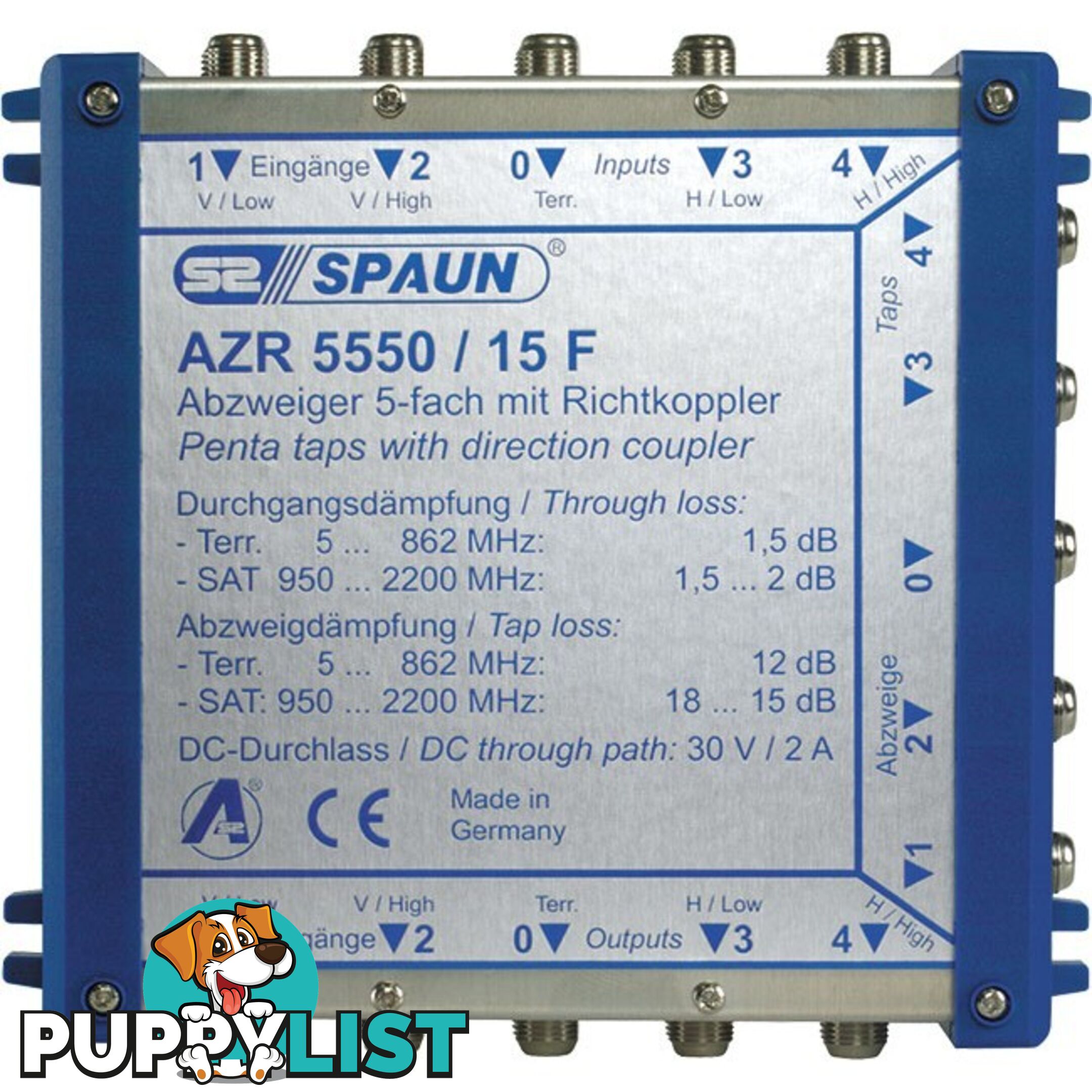 AZR555015F 1 WAY TAP 15DB CASCADE FOXTEL APPROVED