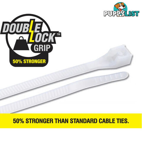 CT290NTDL 280 X 4.3MM DOUBLE LOCK CABLE TIE 100PK NATURAL