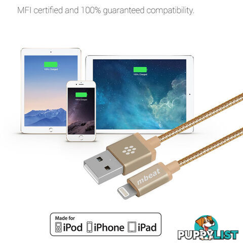 ICA-GLD 1.2M LIGHTNING CABLE GOLD MFI TOUGHLINK