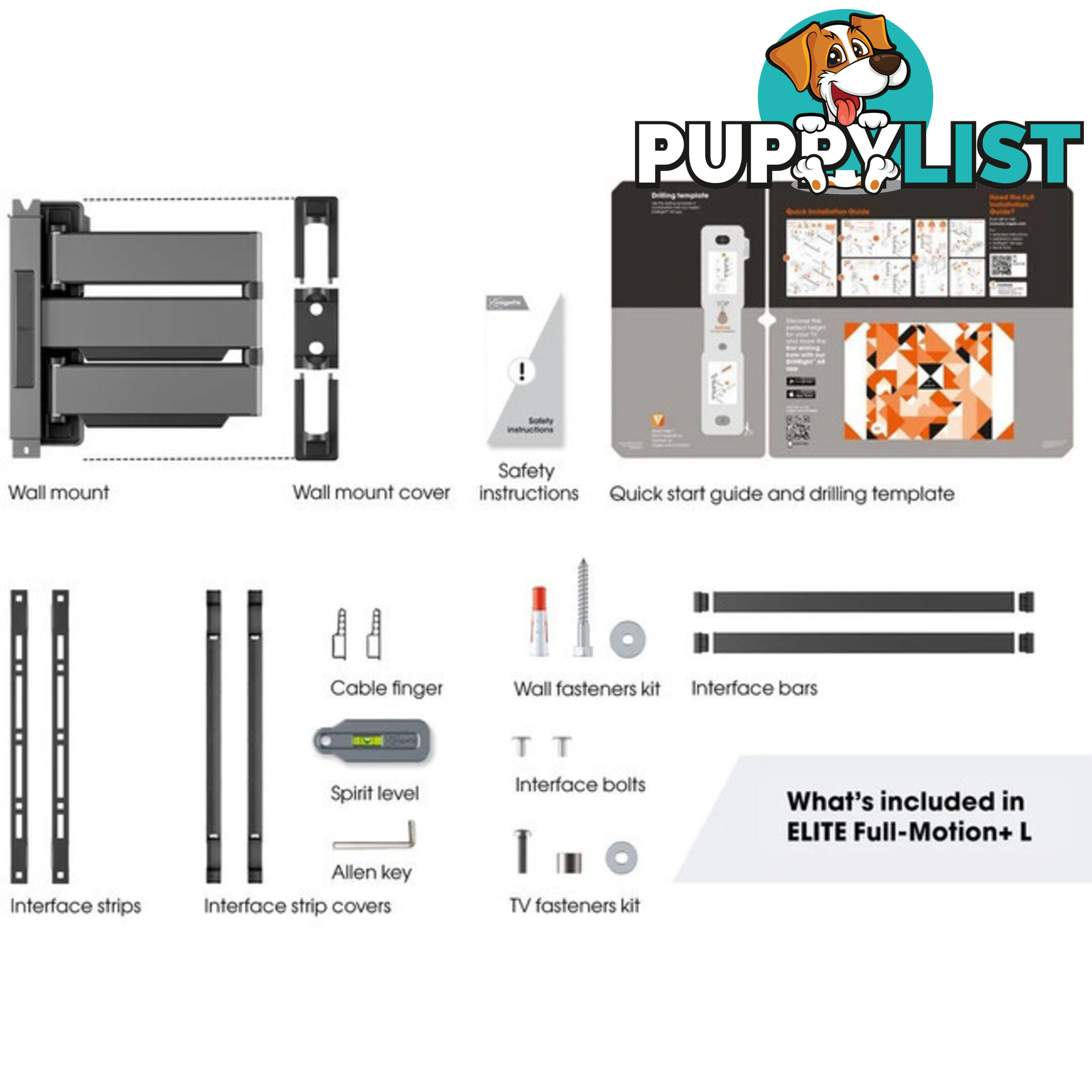 TVM5645W ELITE SERIES LARGE 40"-77" FULL MOTION WALL MOUNT MAX 100KG - WHITE