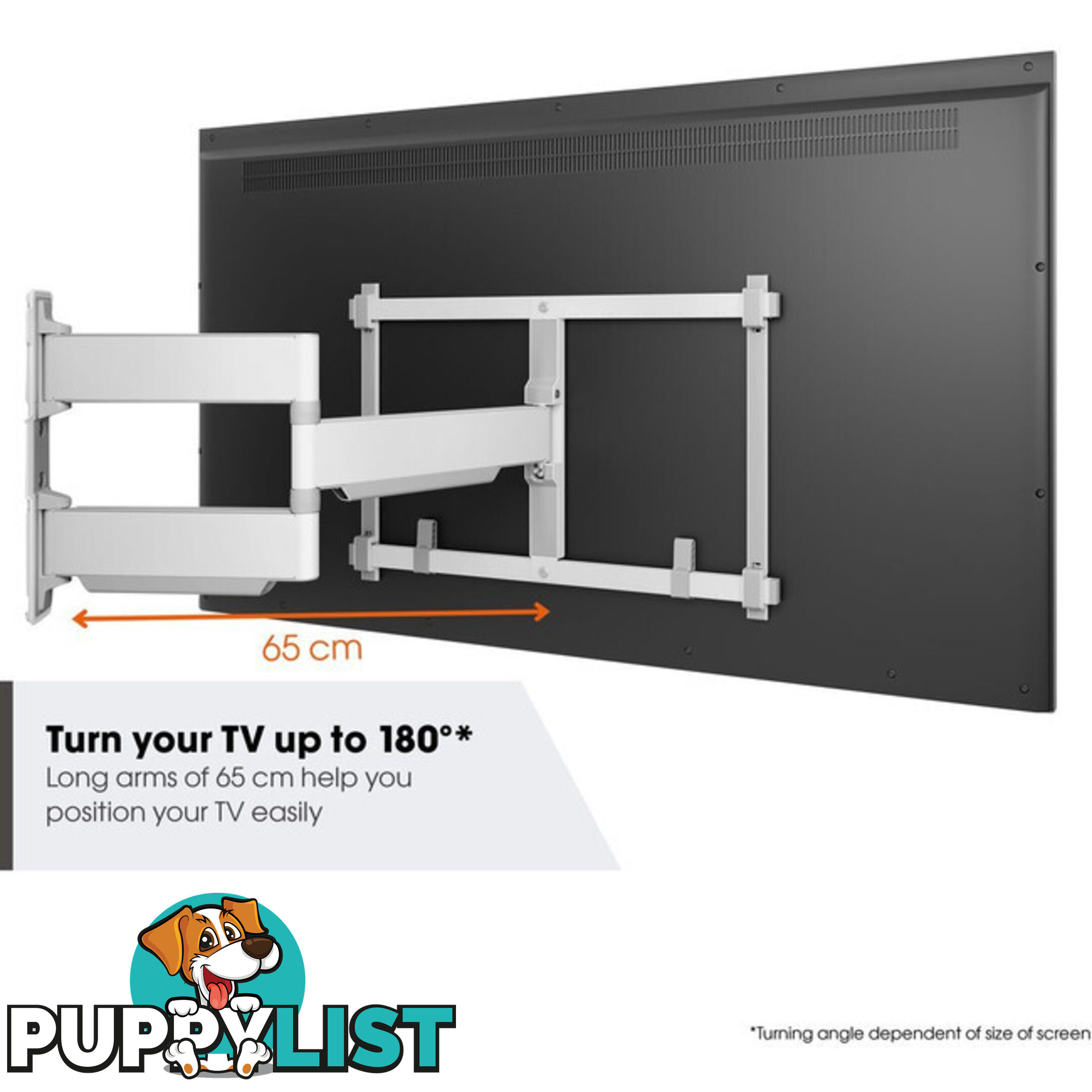 TVM5645W ELITE SERIES LARGE 40"-77" FULL MOTION WALL MOUNT MAX 100KG - WHITE