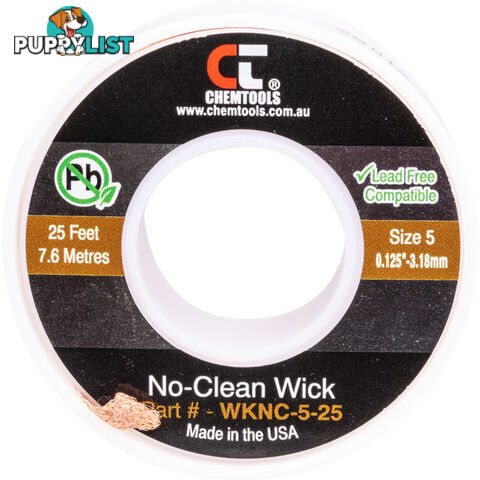 SWNC5L 3.0MM X 7.5M SODER WICK BRAID CHEMTOOLS #5 BROWN WKNC-5-25