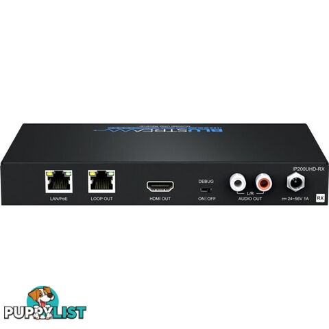 IP200UHDRX IP MULTICAST UHD VIDEO RECEIVER 100M OVER 1GB BI-DIR IR RS232 POE