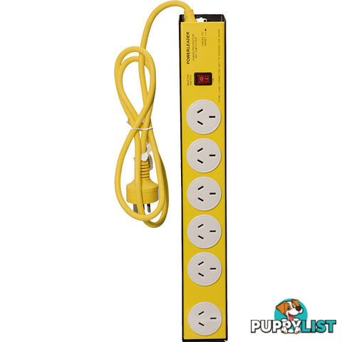 L54222 6 WAY METAL POWERBOARD YELLOW HEAVY DUTY