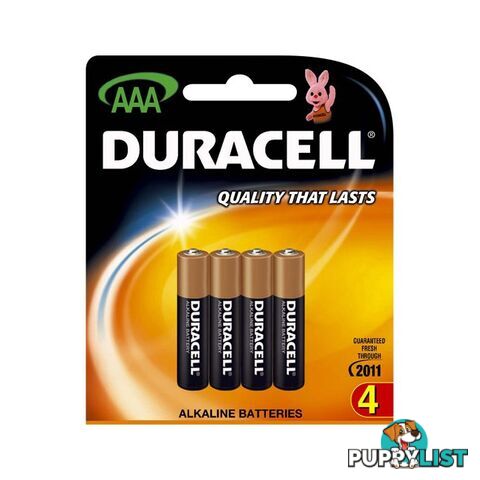 MN2400B4 AAA ALKALINE DURACELL BATTERY COPPER TOP PK4