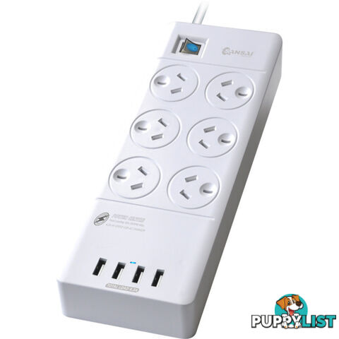 PAD4066E 6 WAY POWER BOARD WITH USB SURGE 4 USB 4.2A SANSAI