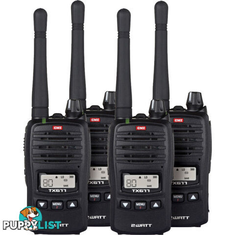 TX677QP 2W UHF CB HANDHELD QUAD PACK GME