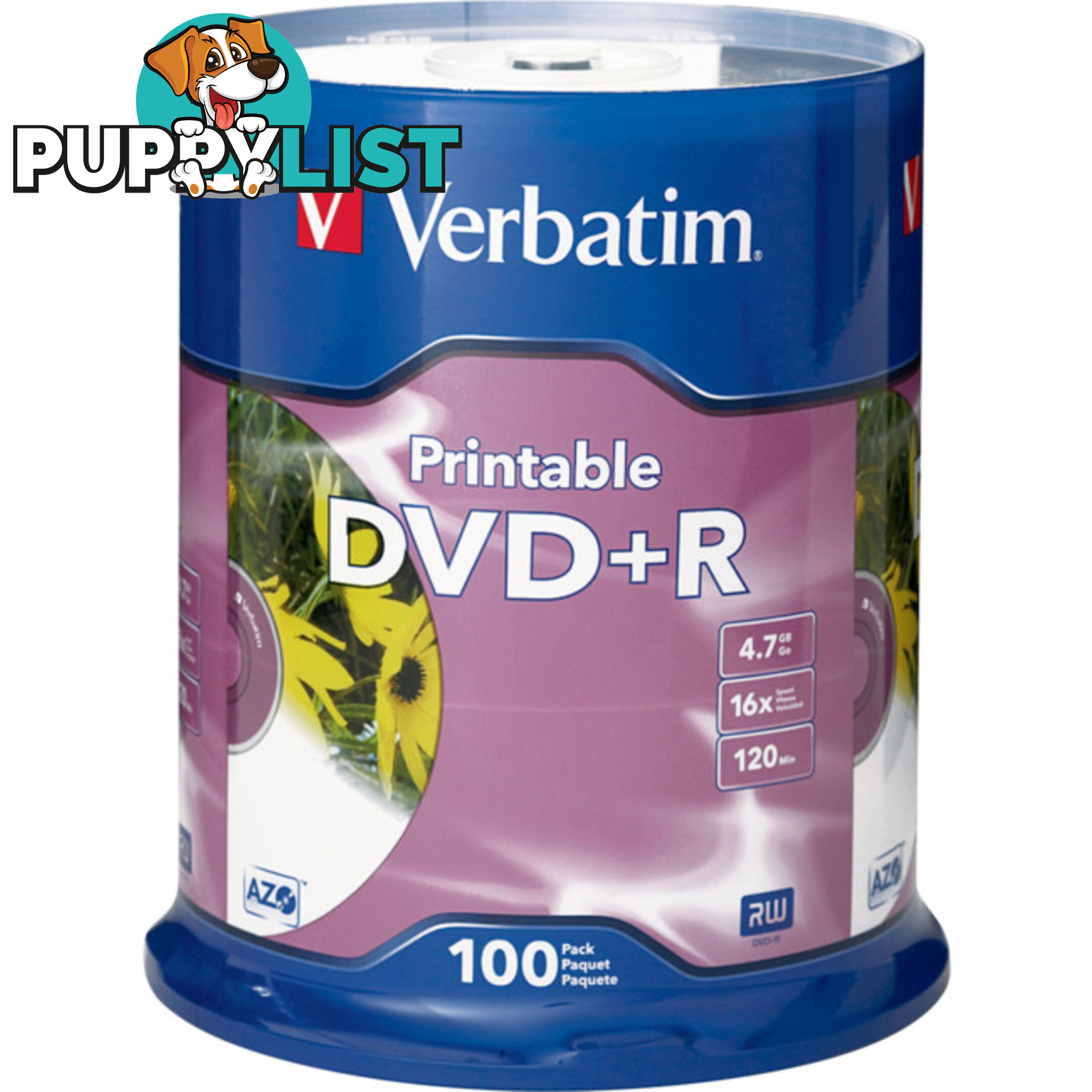 VDVD+R100P DVD+R 100PK PRINTABLE 16X 4.7GB