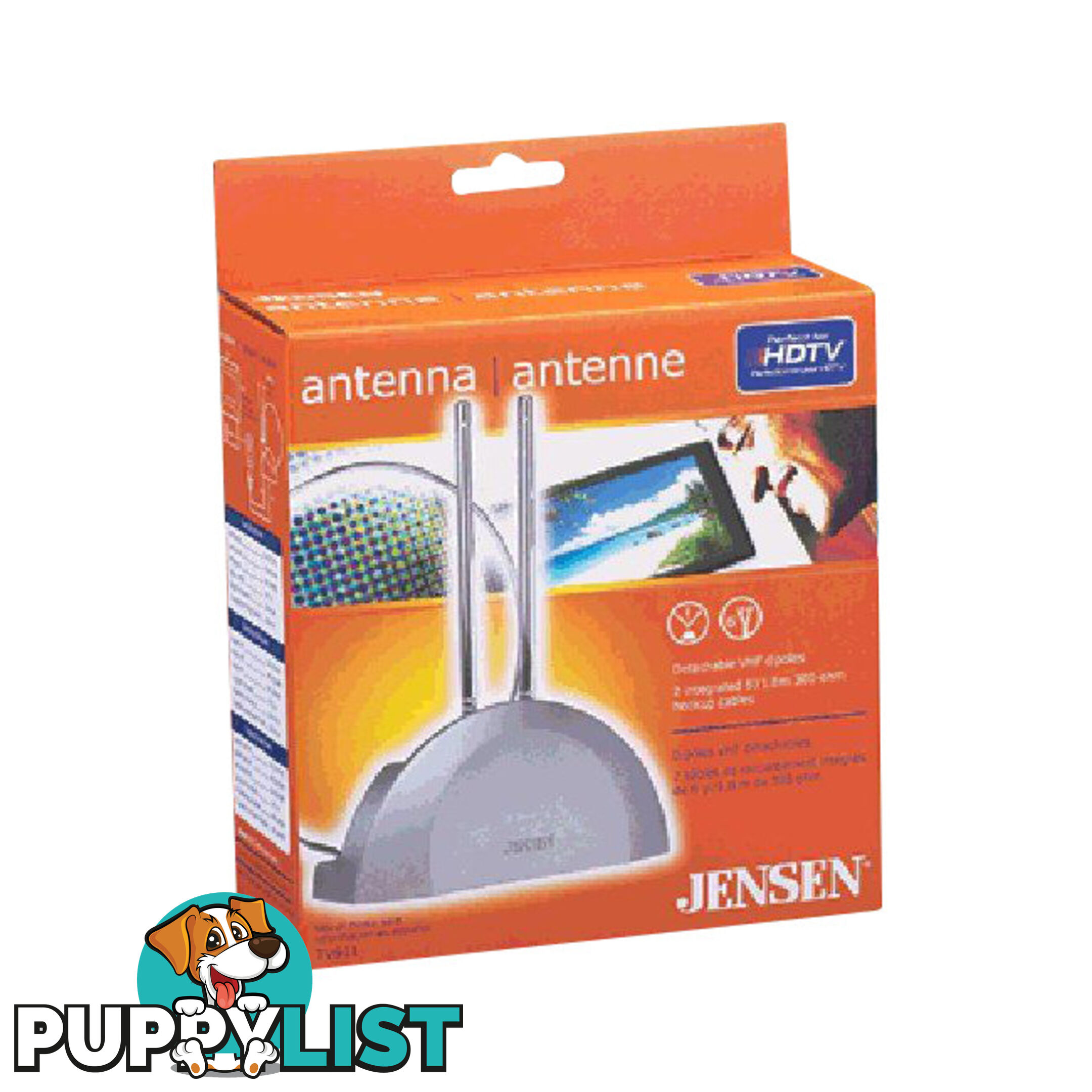 TV611JENSEN ADJUSTABLE 75OHM INDOOR ANTENNA VHF/UHF READY