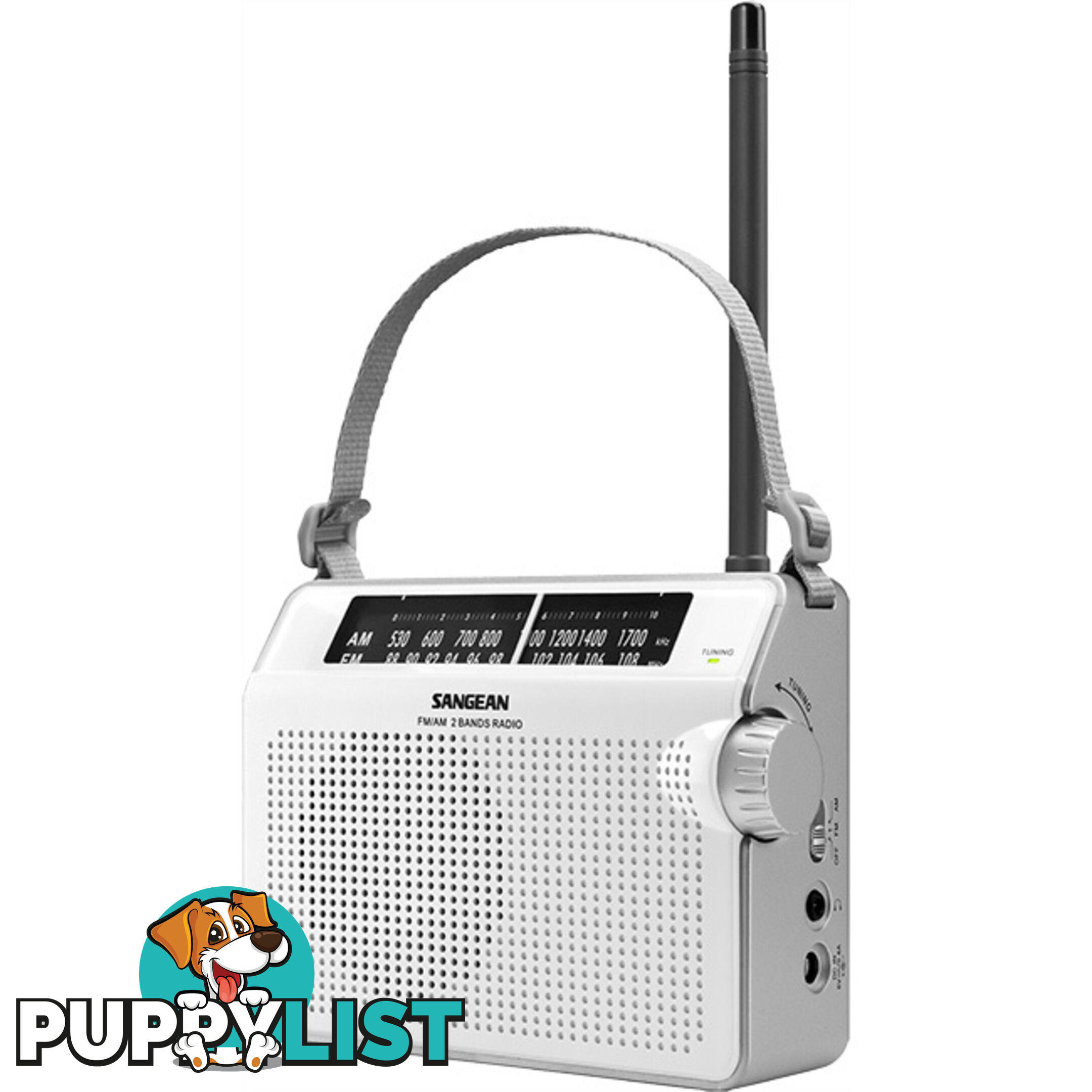 PRD6W COMPACT AM/FM ANALOGUE RADIO WHITE AC/DC PORTABLE SANGEAN