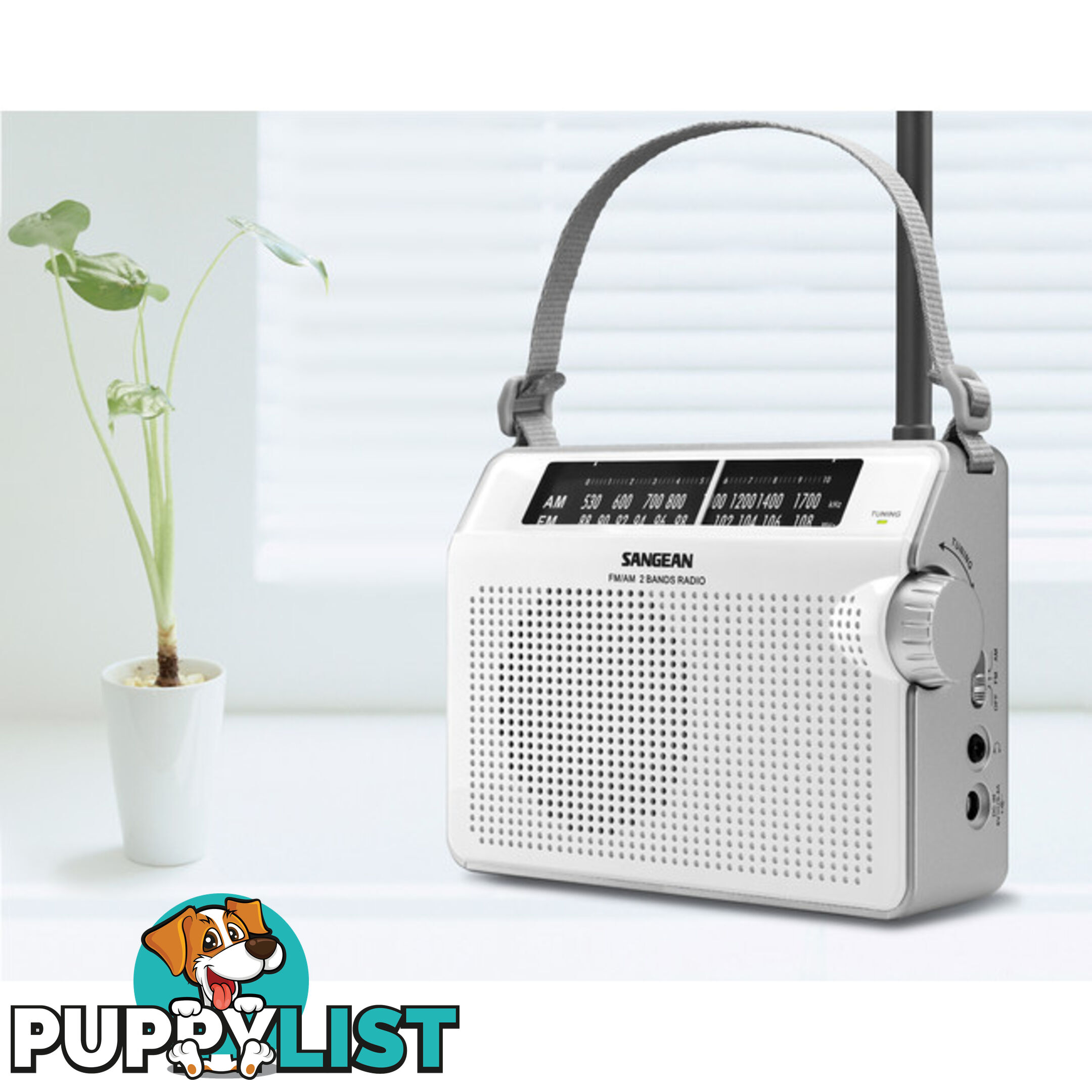 PRD6W COMPACT AM/FM ANALOGUE RADIO WHITE AC/DC PORTABLE SANGEAN