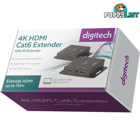 AC1785 HDMI OVER CAT6 EXTENDER 70M 4K HDMI LOOPOUT EDID 3D