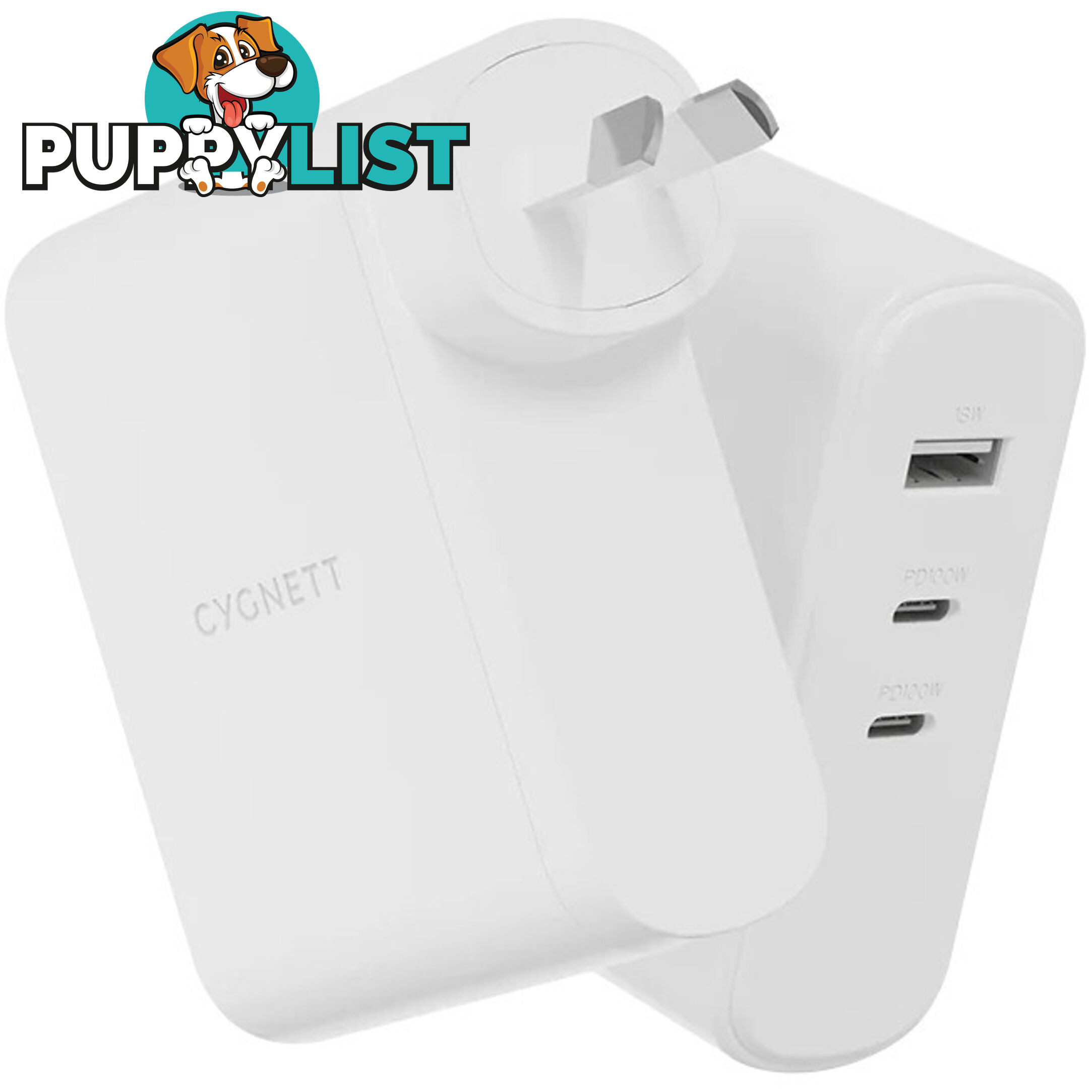 100WUCWC 100W MULTIPORT USB GAN WALL CHARGER WHITE POWERMAXX