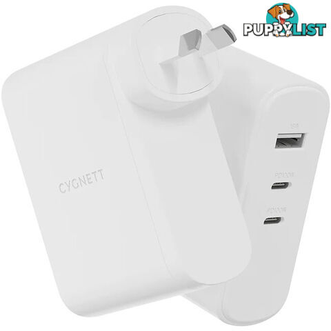 100WUCWC 100W MULTIPORT USB GAN WALL CHARGER WHITE POWERMAXX