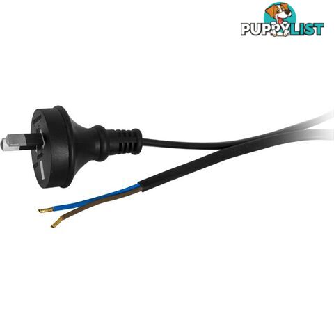 32PB 3M 7.5A 2 CORE MAINS LEAD BARE WIRE POWER LEAD BLACK