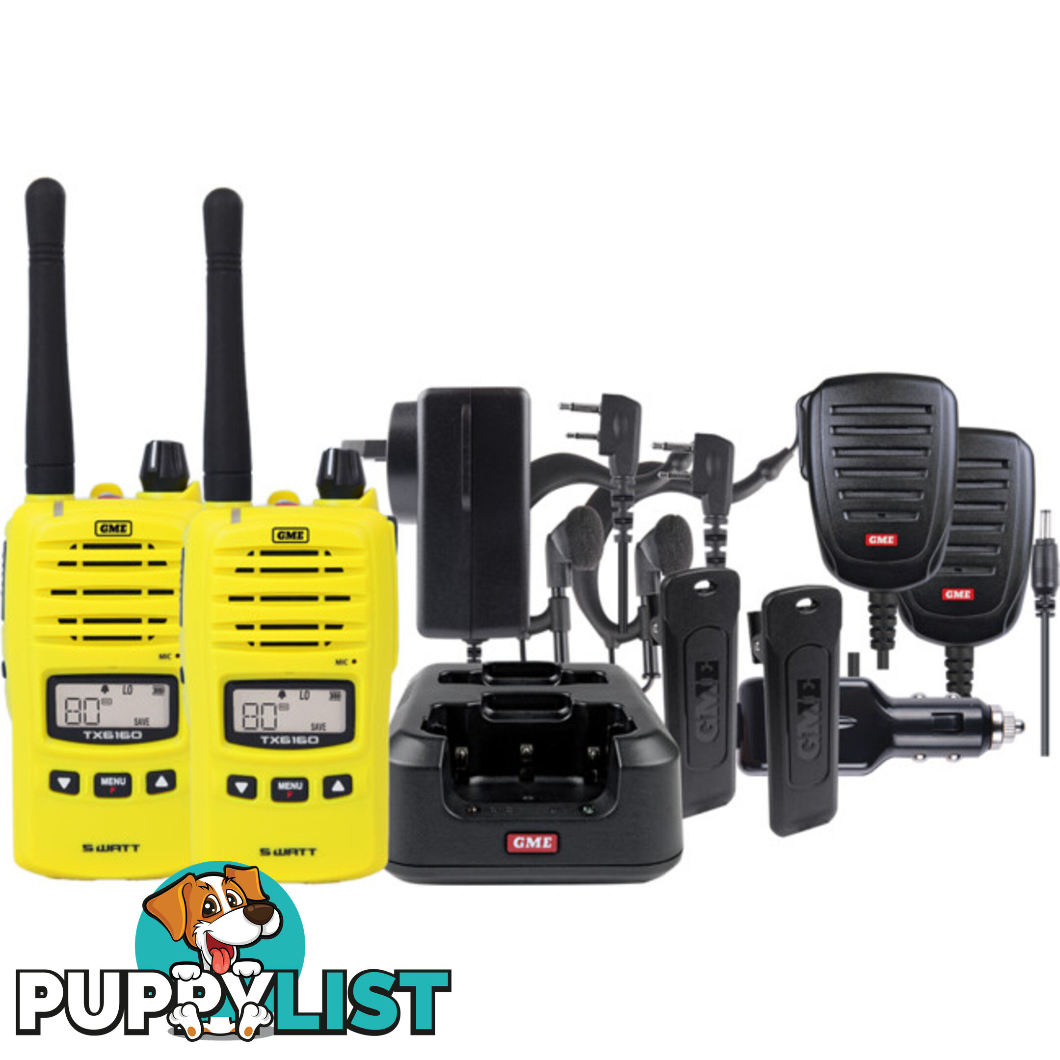 TX6160YTP 5W 80CH UHF HANDHELD RADIO YELLOW TWIN PACK - GME