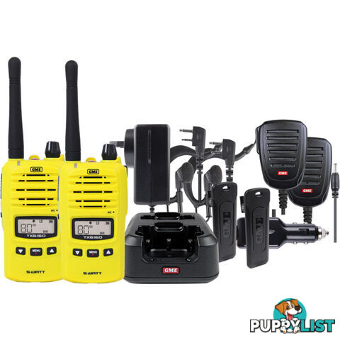 TX6160YTP 5W 80CH UHF HANDHELD RADIO YELLOW TWIN PACK - GME