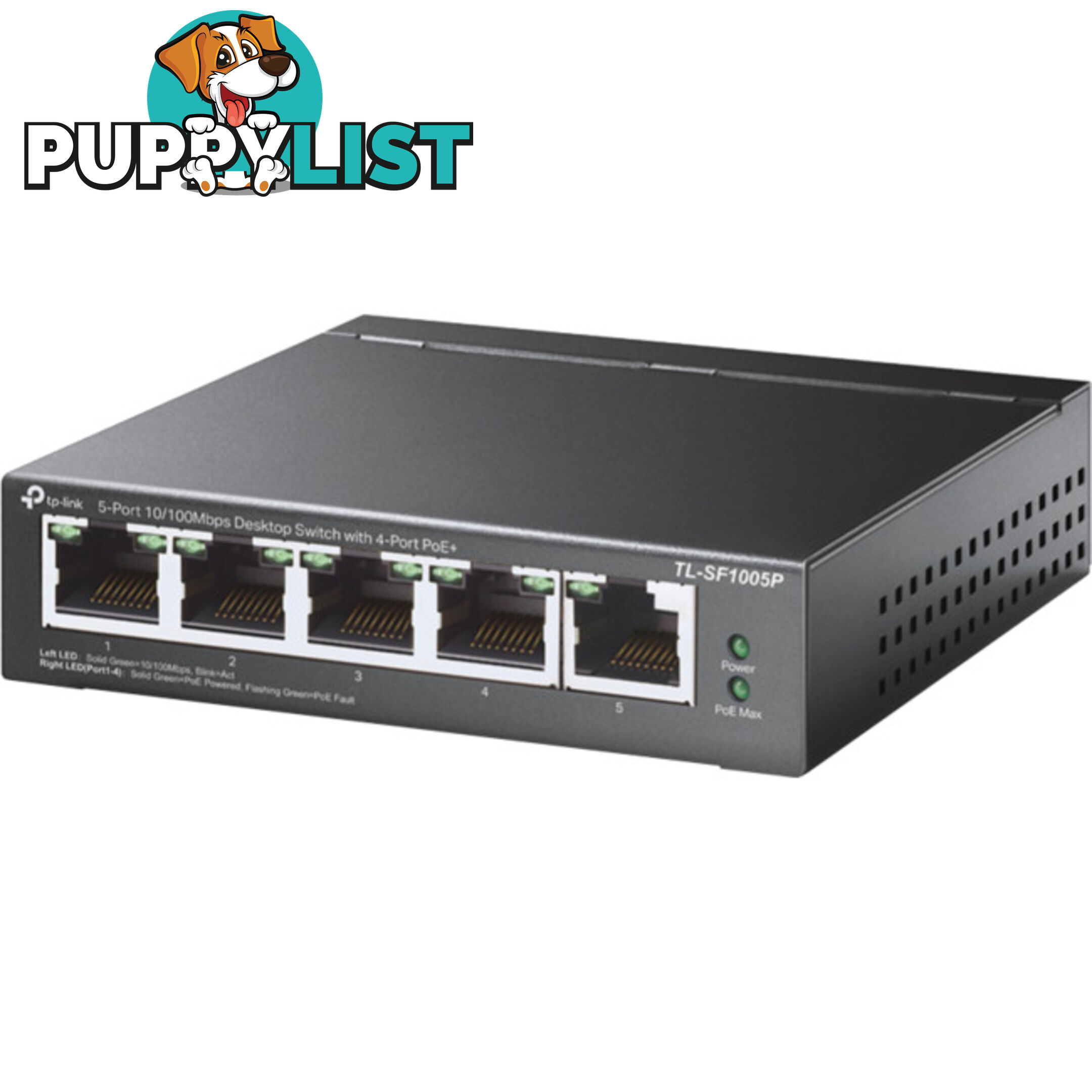 TLSF1005P 5 PORT 10/100 SWITCH 4 X POE+ 58W EXTEND MODE 250M