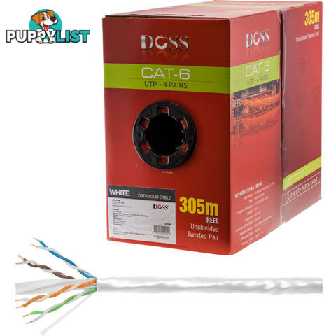 C6RWHT 305M CAT6 SOLID CABLE WHITE SOLD AS ROLL ONLY