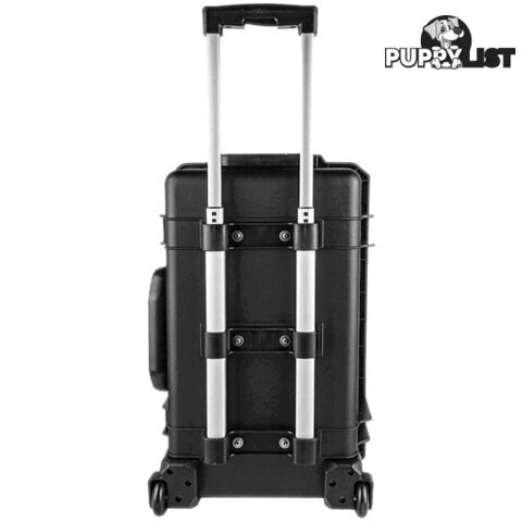 GS026 560X 355X 290 PROTECTIVE BLACK TROLLY CASE WITH FOAM GEARSAFE