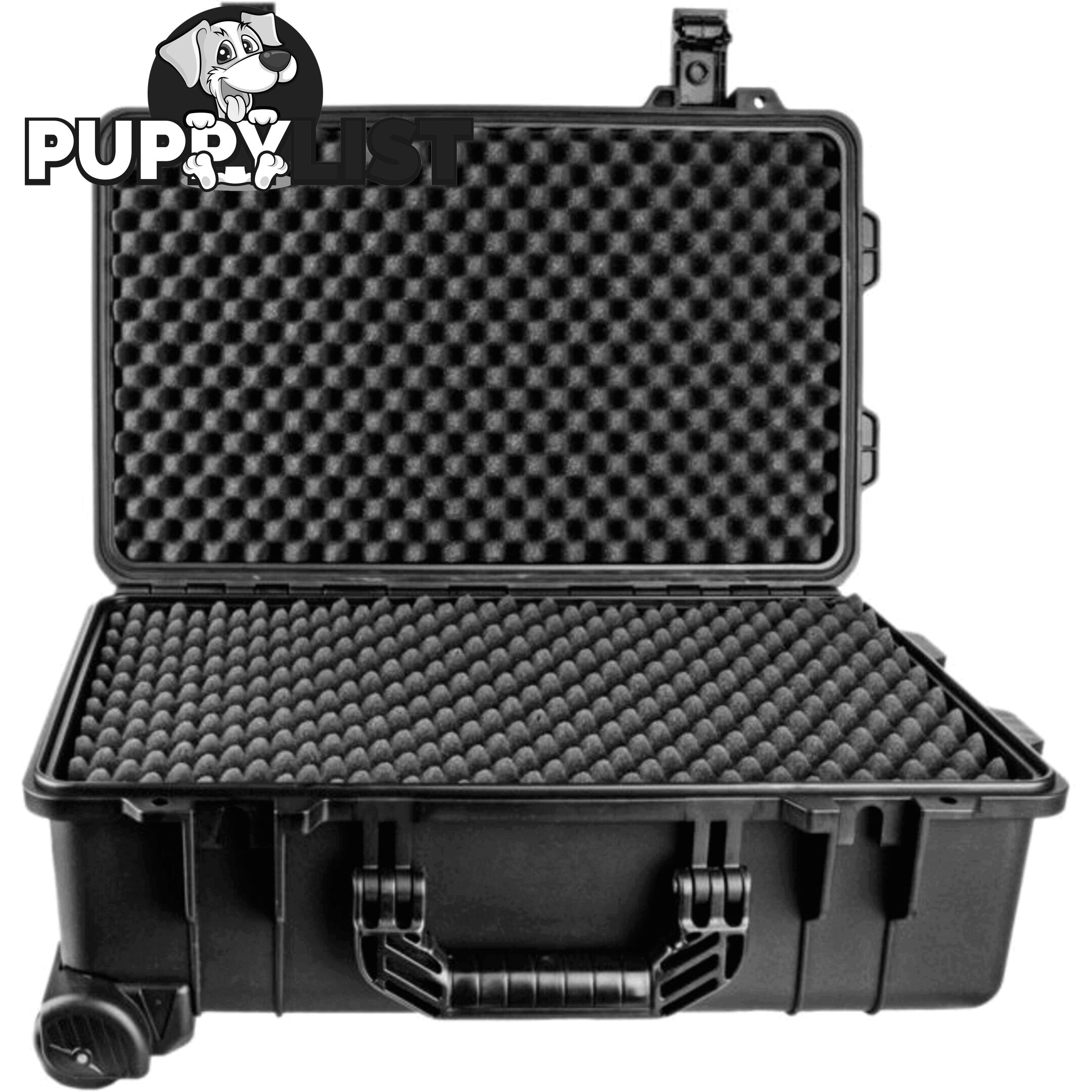 GS026 560X 355X 290 PROTECTIVE BLACK TROLLY CASE WITH FOAM GEARSAFE