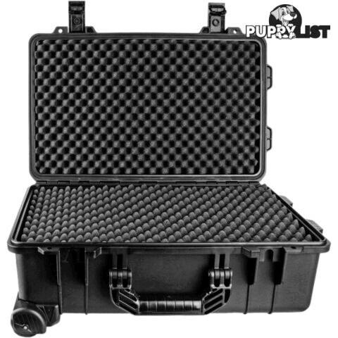 GS026 560X 355X 290 PROTECTIVE BLACK TROLLY CASE WITH FOAM GEARSAFE