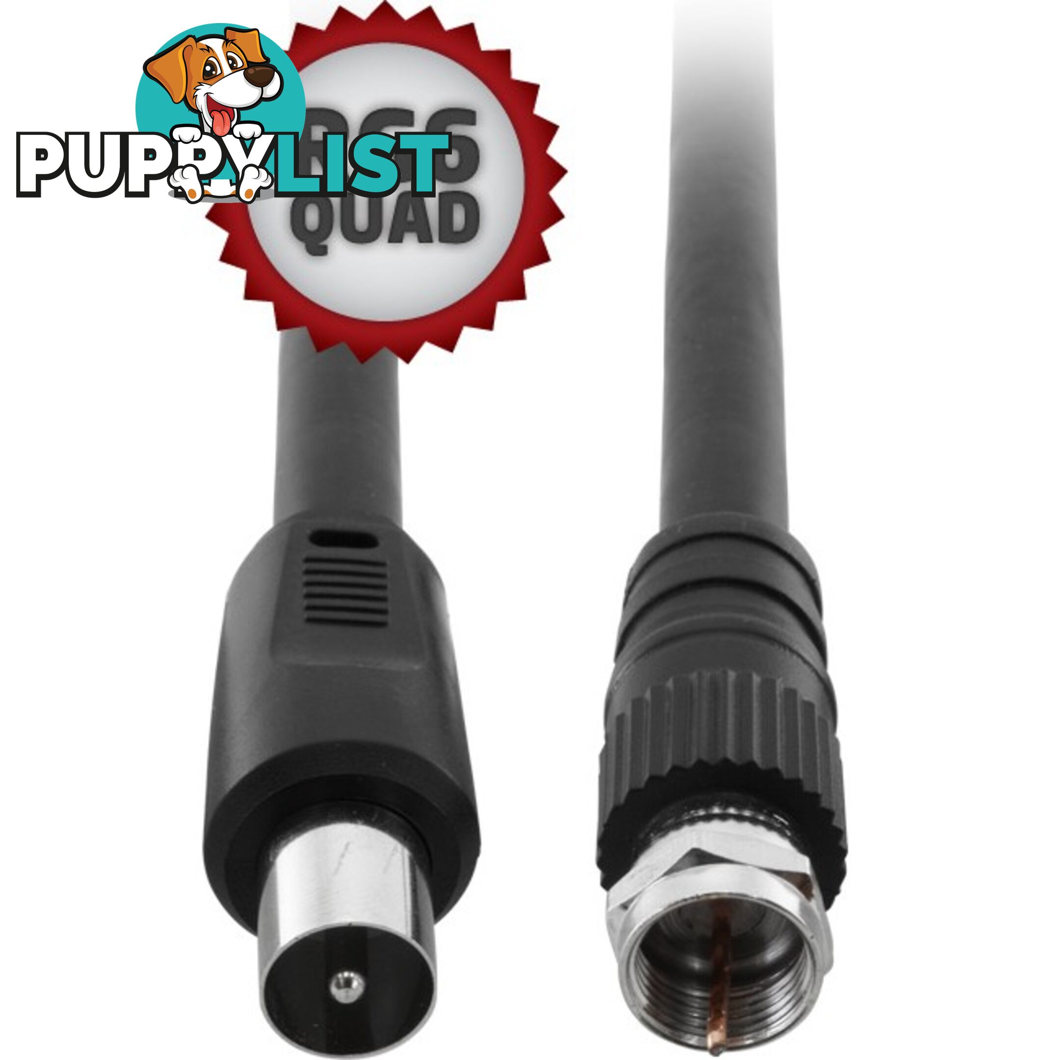 FL6Q-3PF 3M RG6QUAD PAL TO 'F' LEAD PAL TO 'F' FLYLEAD - BLACK