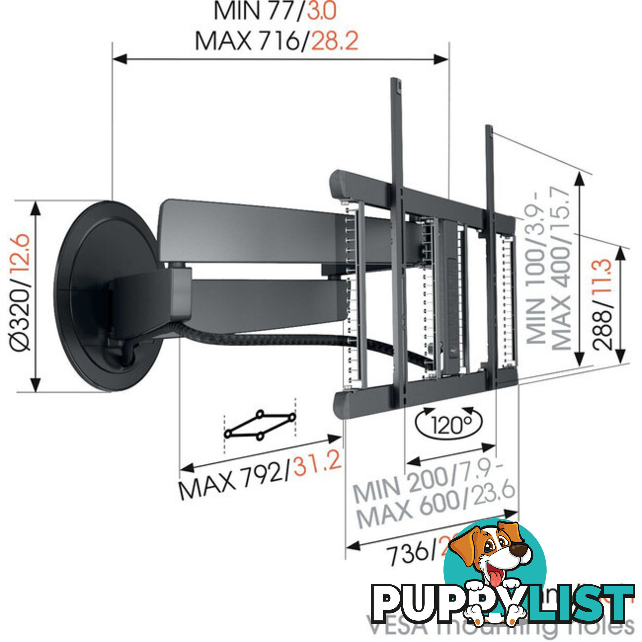 TVM7675 SIGNATURE SERIES 40"-77" 35KG MOTORISED WALL MOUNT MOTION MOUNT APP -3D LEVELLING