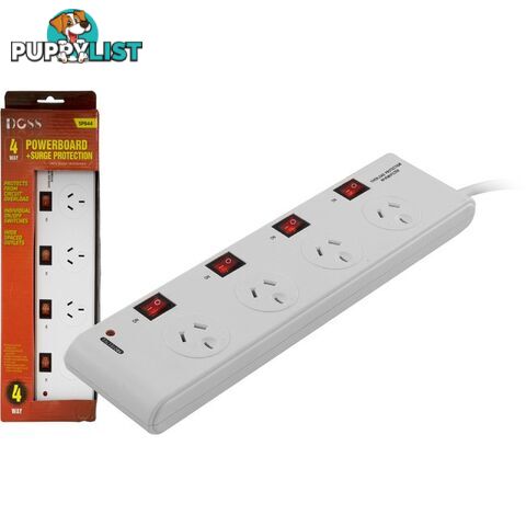 SPB44 4 WAY SURGE PROTECT POWERBOARD INDIVIDUALLY SWITCHED