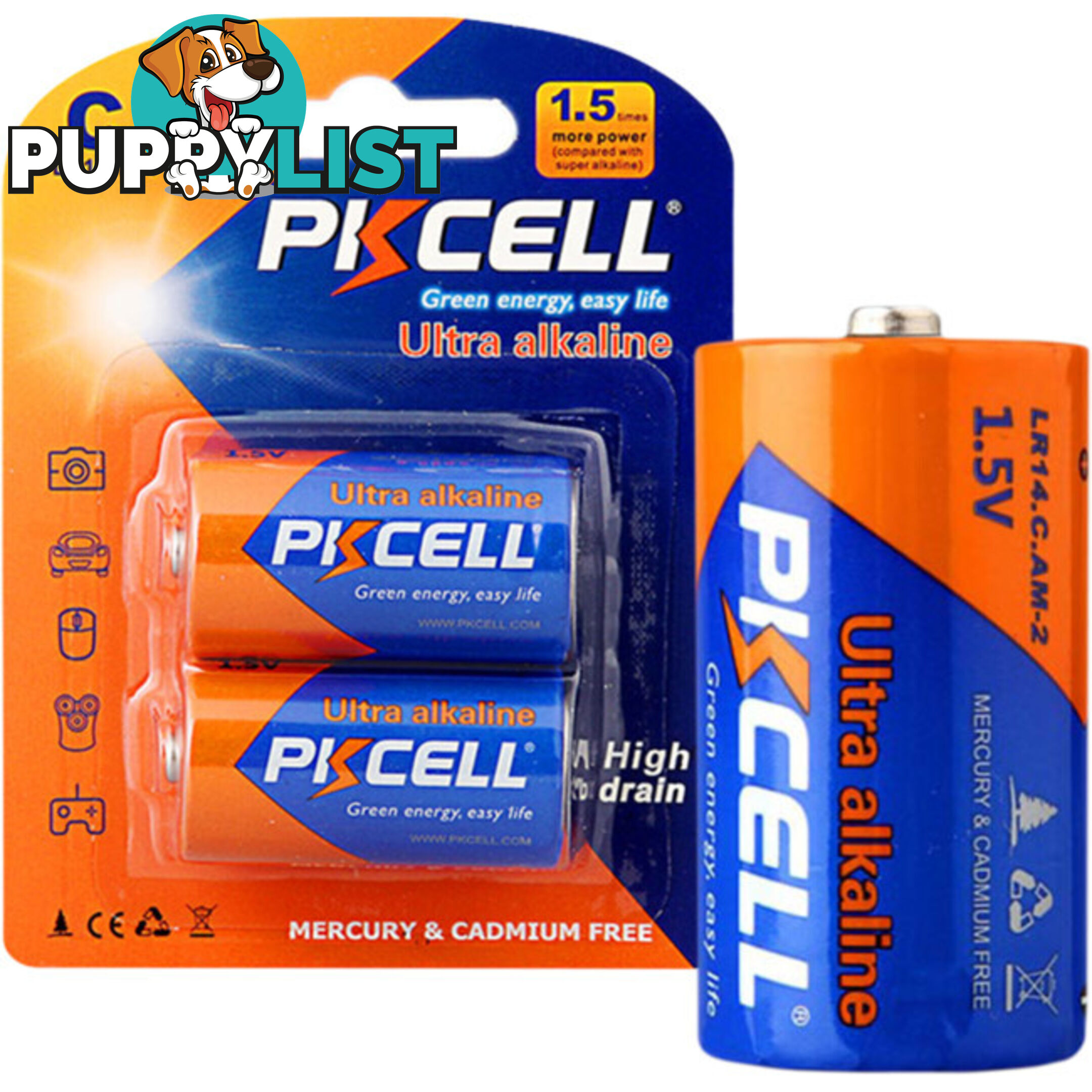 PK2PC 1.5V ULTRA ALKALINE C BATTERY 2PK LR14 ULTRA DIGITAL