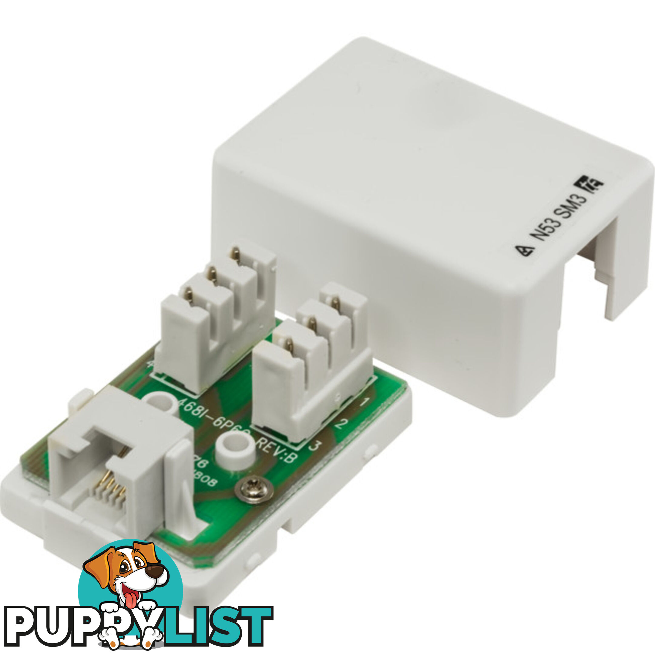 SM366IDC/WHT MINI 6P6C SURFACE MOUNT SOCKET RJ12 IDC PUNCH IN TERMINATION