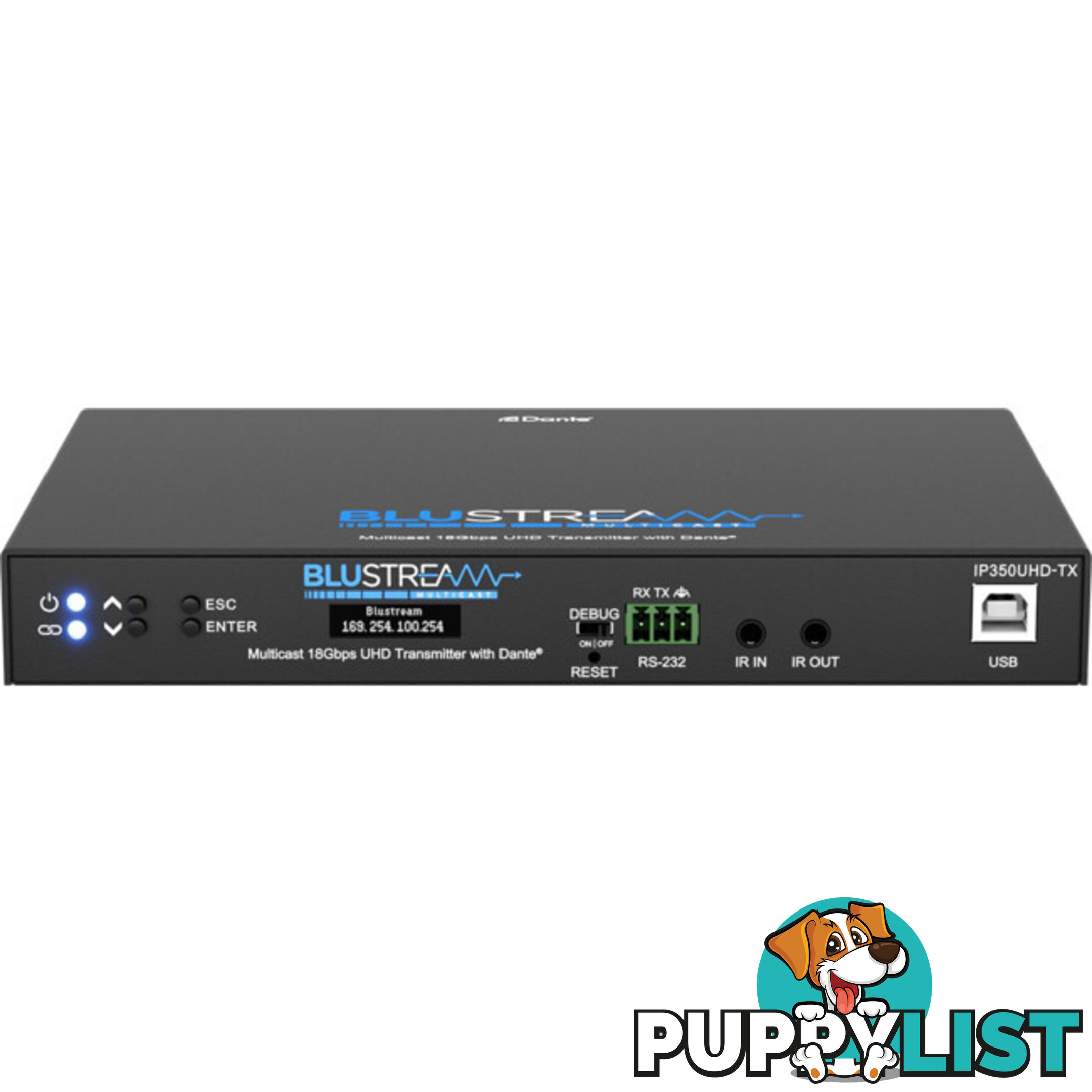 IP350UHDTX IP MULTICAST UHD 18GBPS VIDEO TRANSMITTER OVER 1GB 2CH DANTE AUDIO-IR, RS-232 & USB / KVM, POE- HDCP2.2