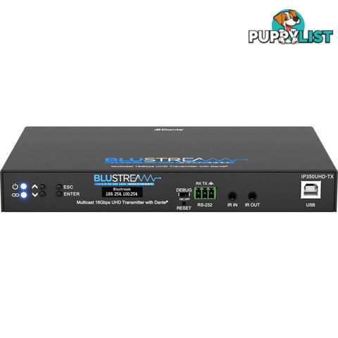 IP350UHDTX IP MULTICAST UHD 18GBPS VIDEO TRANSMITTER OVER 1GB 2CH DANTE AUDIO-IR, RS-232 & USB / KVM, POE- HDCP2.2