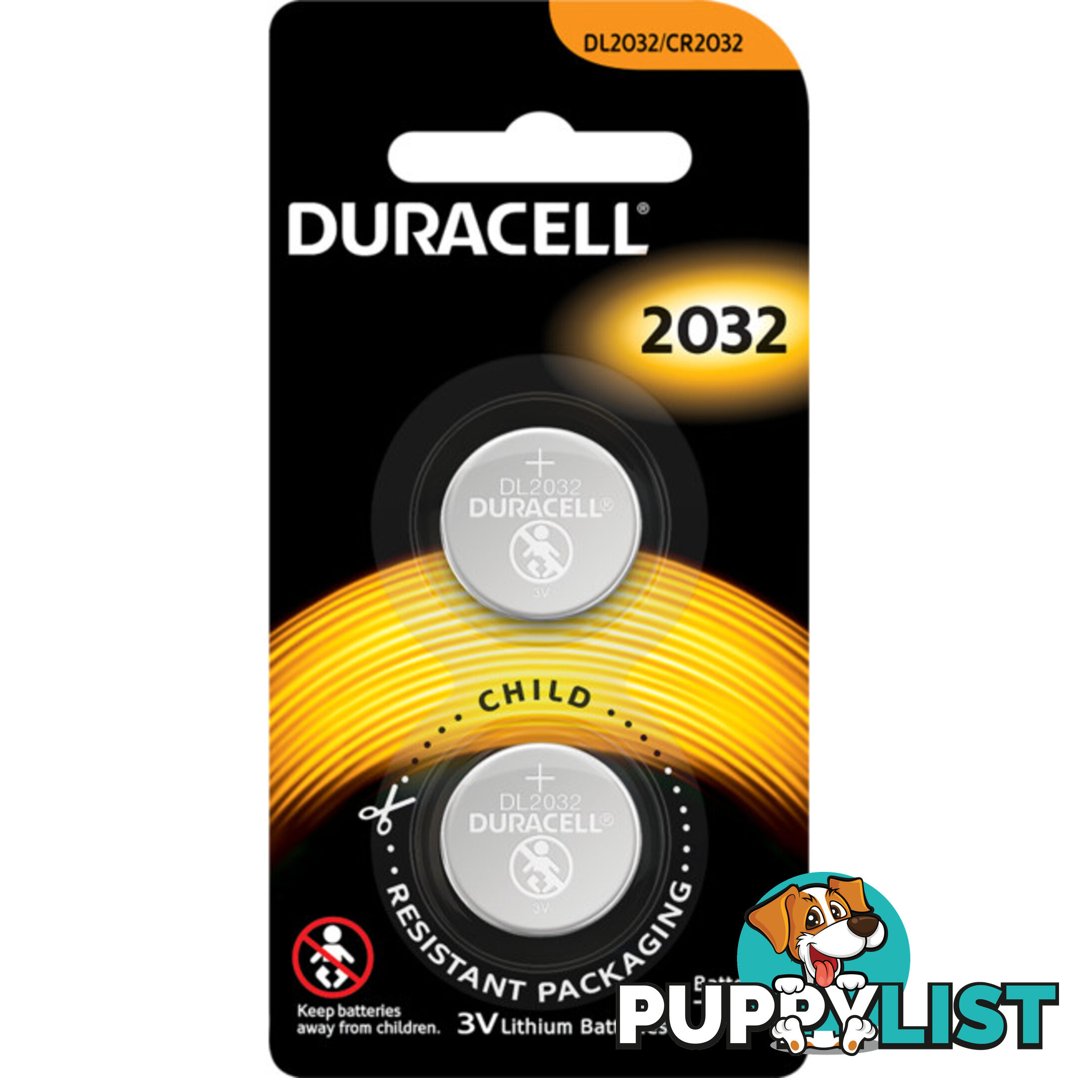 DL2032B2 3V LITHIUM BATTERY PK2 220MAH DURACELL