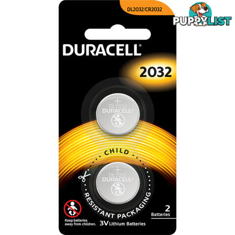 DL2032B2 3V LITHIUM BATTERY PK2 220MAH DURACELL