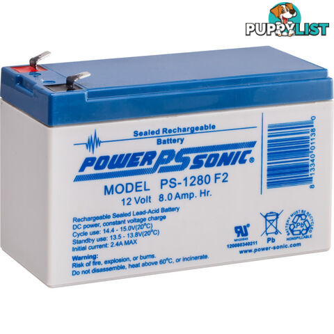 PS1280 8AH 12V SLA BATTERY F2 TERMINAL SEALED LEAD ACID