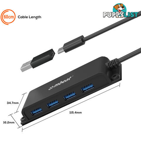 HUBE04 MOUNTABLE 4 PORT USB-C HUB