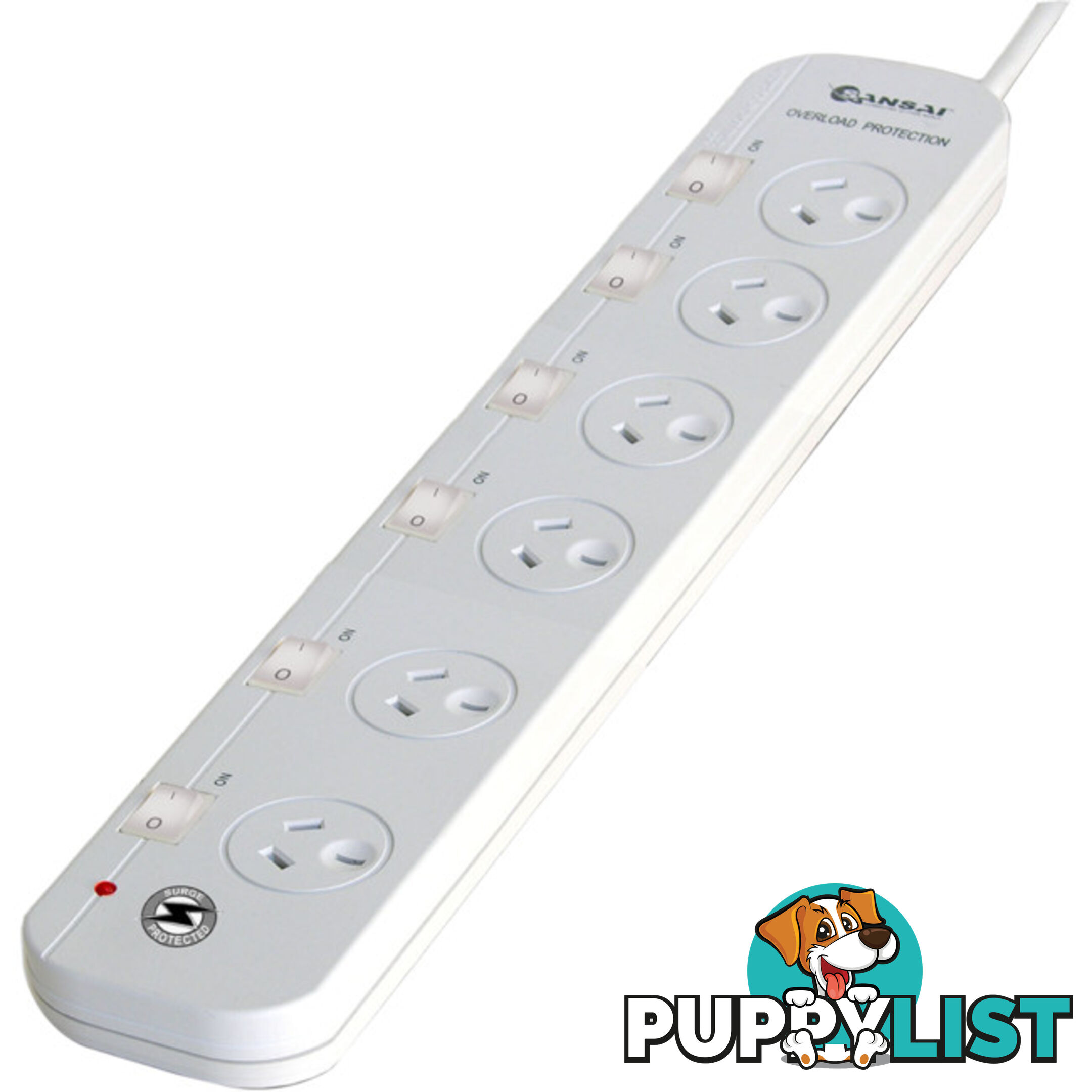 PAD661SW 6 WAY SWITCHED SURGE PROTECTOR INDIVIDUALLY SWITCHED